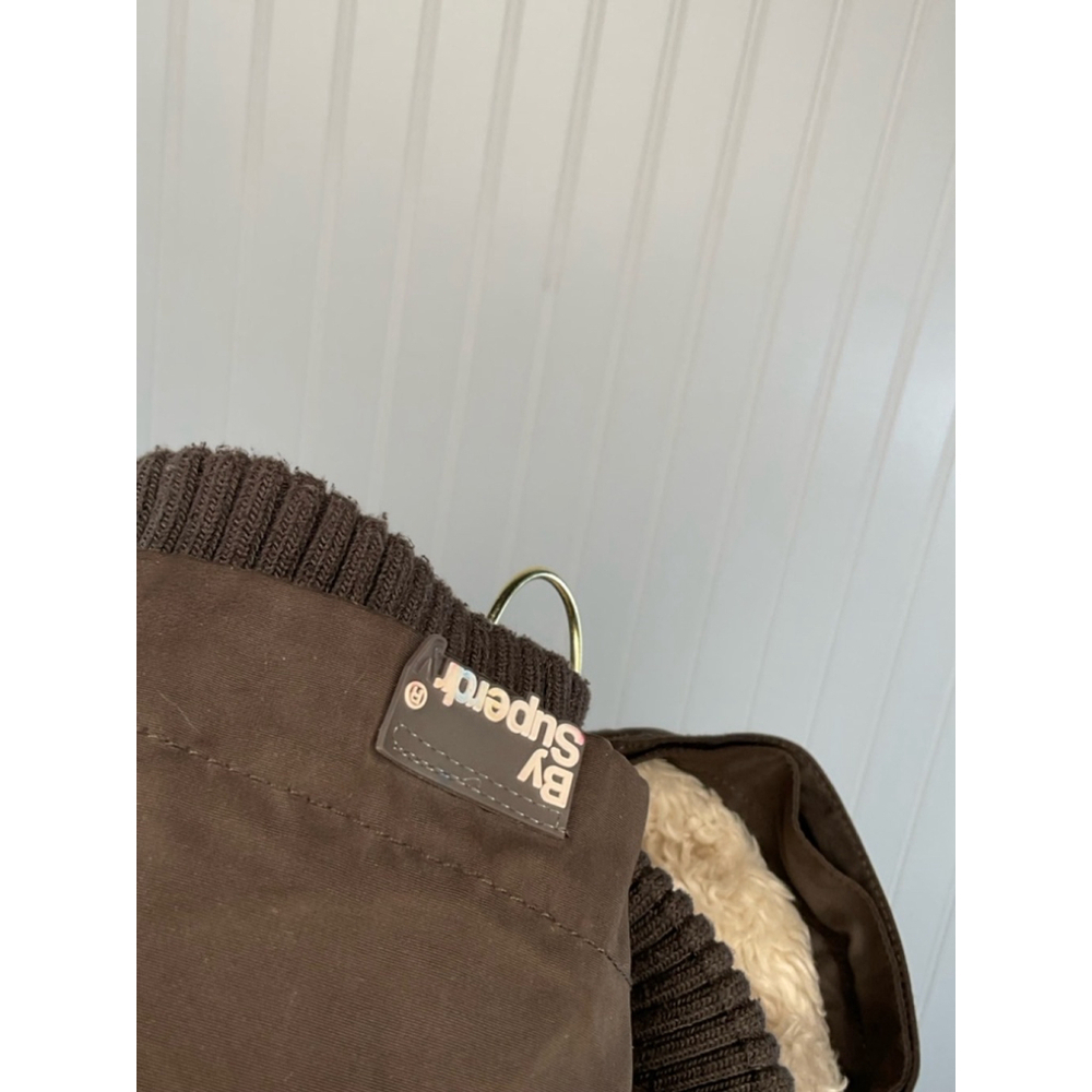 Women's Superdry Wind Parka Coat, Size S, olive Brown. No fur trim on hood - Picture 9 of 9